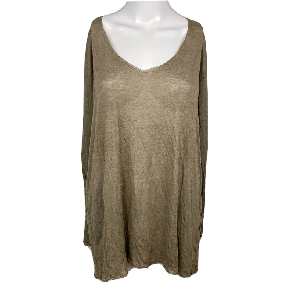 Project Social T Shirt Womens Sz M Brown Wool Knit Lightweight Sheer Pullover